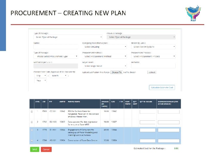 PROCUREMENT – CREATING NEW PLAN 