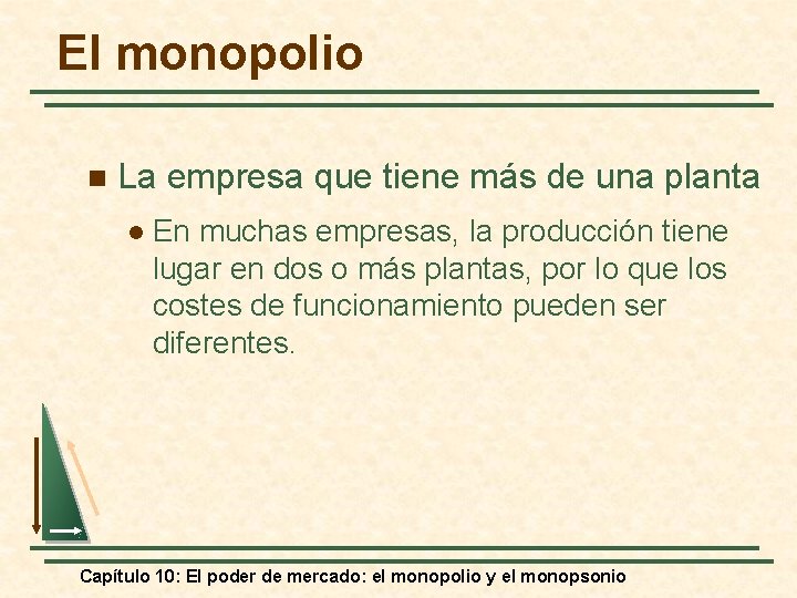 El monopolio n La empresa que tiene más de una planta l En muchas