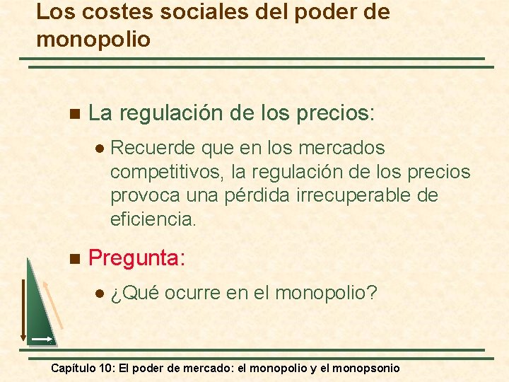 Los costes sociales del poder de monopolio n La regulación de los precios: l