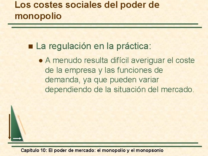 Los costes sociales del poder de monopolio n La regulación en la práctica: l