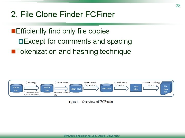28 2. File Clone Finder FCFiner n. Efficiently find only file copies p. Except