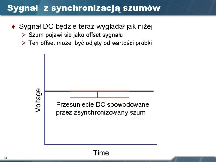 Sygnał z synchronizacją szumów ¨ Sygnał DC będzie teraz wyglądał jak niżej Ø Szum Sygnał z synchronizacją szumów ¨ Sygnał DC będzie teraz wyglądał jak niżej Ø Szum