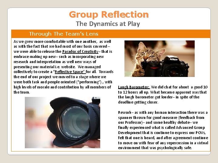 Group Reflection The Dynamics at Play Through The Team’s Lens As we grew more
