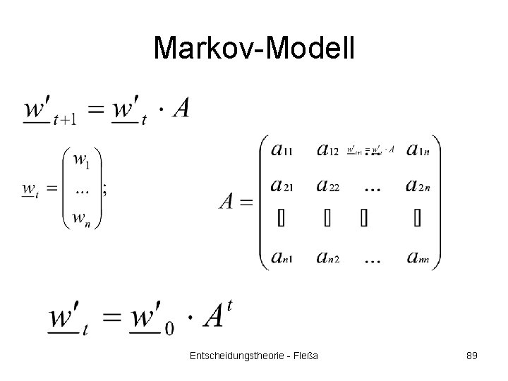 Markov-Modell Entscheidungstheorie - Fleßa 89 