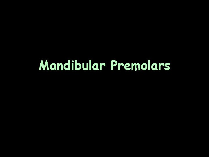 Mandibular Premolars 