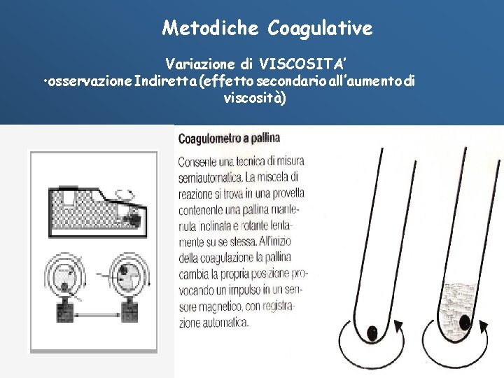Metodiche Coagulative Variazione di VISCOSITA’ • osservazione Indiretta (effetto secondario all’aumento di viscosità) 