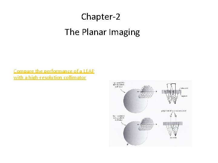 Chapter-2 The Planar Imaging Compare the performance of a LEAP with a high-resolution collimator Chapter-2 The Planar Imaging Compare the performance of a LEAP with a high-resolution collimator