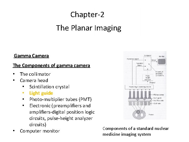 Chapter-2 The Planar Imaging Gamma Camera The Components of gamma camera • The collimator Chapter-2 The Planar Imaging Gamma Camera The Components of gamma camera • The collimator
