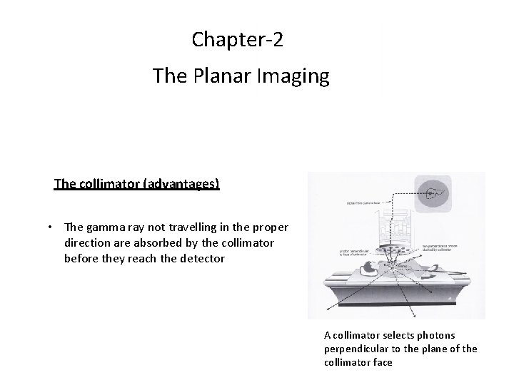 Chapter-2 The Planar Imaging The collimator (advantages) • The gamma ray not travelling in Chapter-2 The Planar Imaging The collimator (advantages) • The gamma ray not travelling in