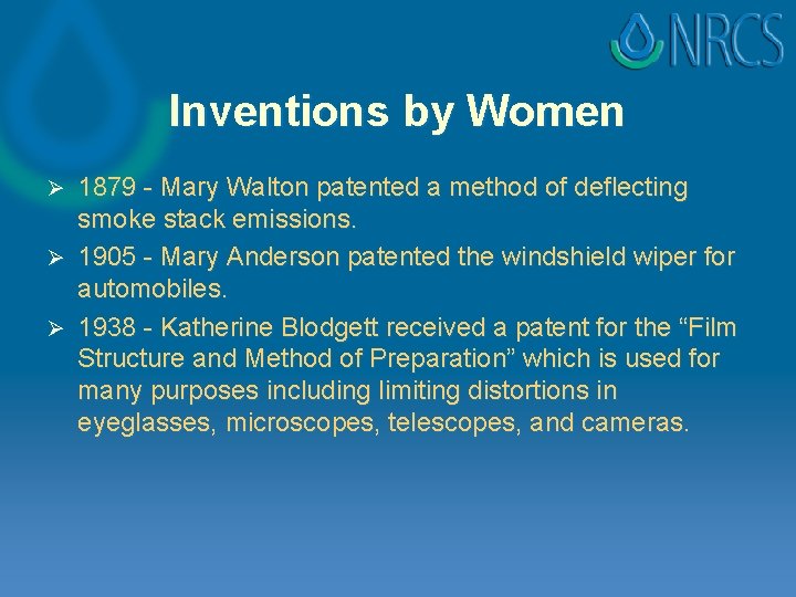 Inventions by Women 1879 - Mary Walton patented a method of deflecting smoke stack Inventions by Women 1879 - Mary Walton patented a method of deflecting smoke stack