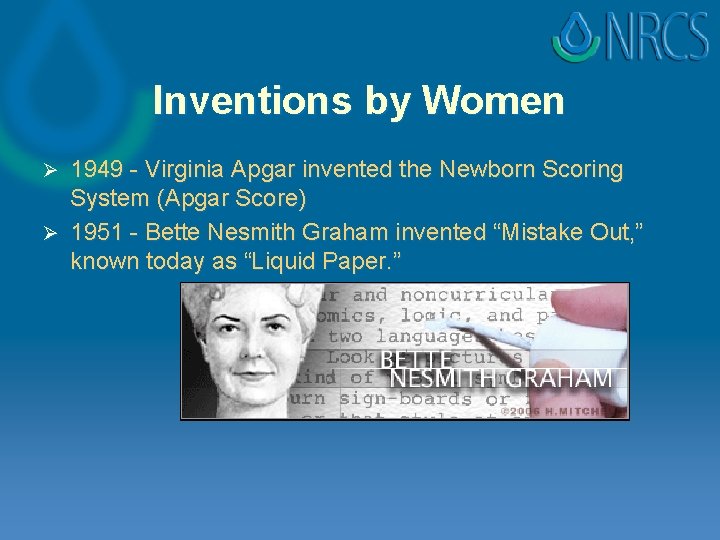 Inventions by Women 1949 - Virginia Apgar invented the Newborn Scoring System (Apgar Score) Inventions by Women 1949 - Virginia Apgar invented the Newborn Scoring System (Apgar Score)