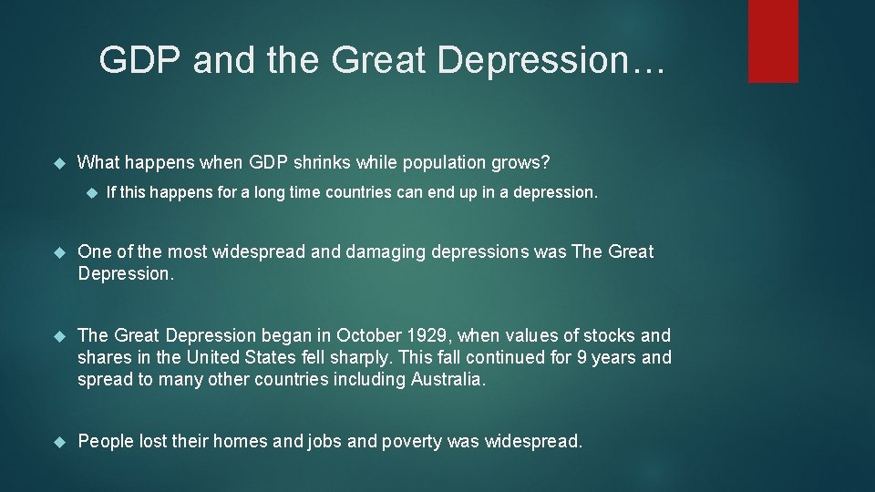 GDP and the Great Depression… What happens when GDP shrinks while population grows? If