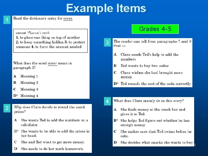 Example Items 1 Grades 4 -5 3 4 2 110 Example Items 1 Grades 4 -5 3 4 2 110