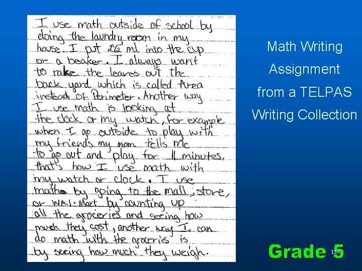 Math Writing Assignment from a TELPAS Writing Collection 118 Math Writing Assignment from a TELPAS Writing Collection 118