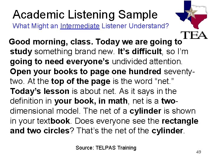 Academic Listening Sample What Might an Intermediate Listener Understand? Good morning, class. Today we Academic Listening Sample What Might an Intermediate Listener Understand? Good morning, class. Today we