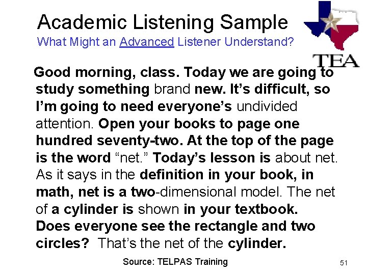 Academic Listening Sample What Might an Advanced Listener Understand? Good morning, class. Today we