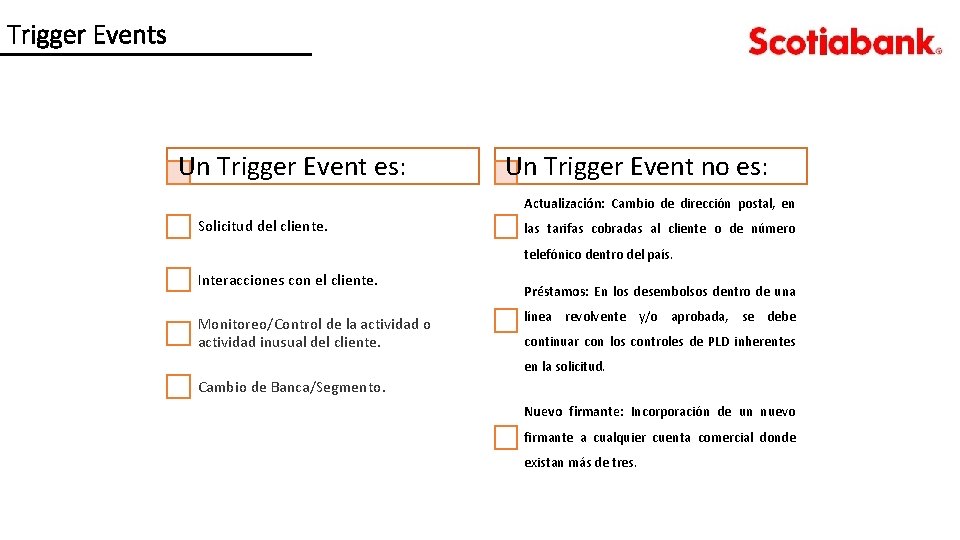 Trigger Events Un Trigger Event es: Un Trigger Event no es: Actualización: Cambio de