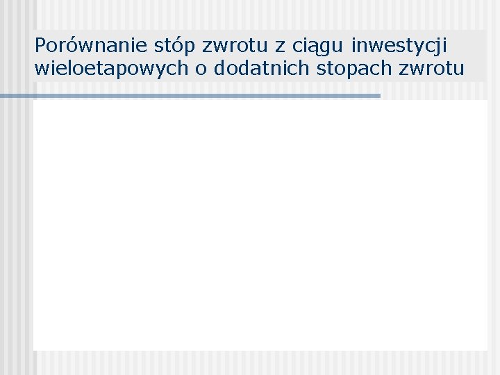 Porównanie stóp zwrotu z ciągu inwestycji wieloetapowych o dodatnich stopach zwrotu 