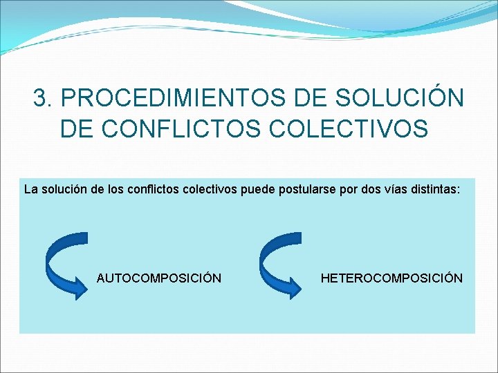 3. PROCEDIMIENTOS DE SOLUCIÓN DE CONFLICTOS COLECTIVOS La solución de los conflictos colectivos puede