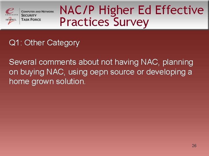 NAC/P Higher Ed Effective Practices Survey Q 1: Other Category Several comments about not NAC/P Higher Ed Effective Practices Survey Q 1: Other Category Several comments about not
