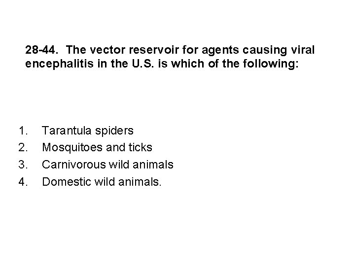 28 -44. The vector reservoir for agents causing viral encephalitis in the U. S.