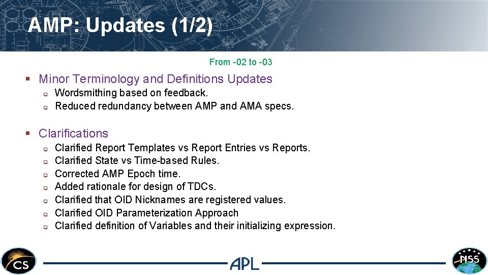 AMP: Updates (1/2) From -02 to -03 § Minor Terminology and Definitions Updates q