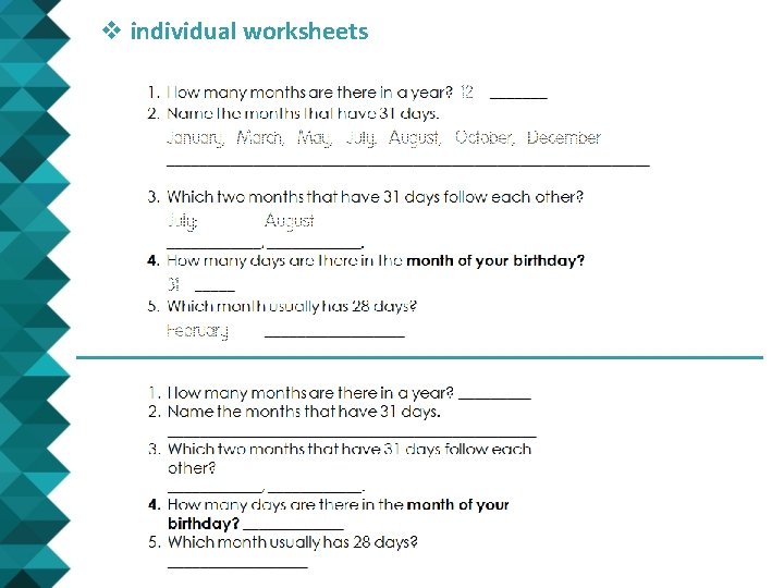 v individual worksheets v individual worksheets