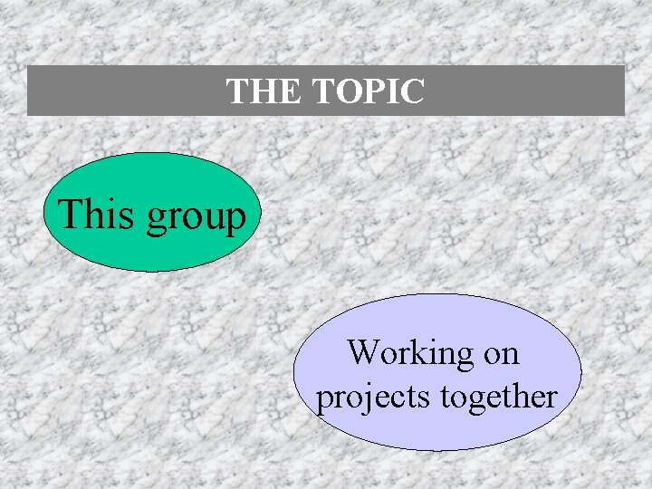 THE TOPIC This group Working on projects together 