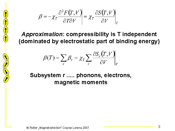 Approximation: compressibility is T independent (dominated by electrostatic part of binding energy) Subsystem r.