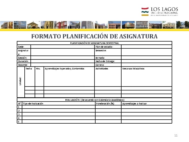 FORMATO PLANIFICACIÓN DE ASIGNATURA Hrs. Aprendizajes Esperados, Contenidos Jornada: Fecha de Entrega: Carrera: Actividades