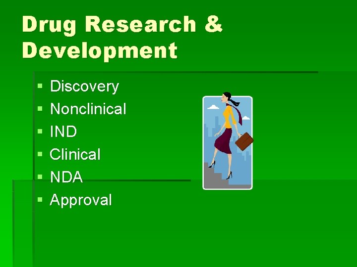 Drug Research & Development § § § Discovery Nonclinical IND Clinical NDA Approval 