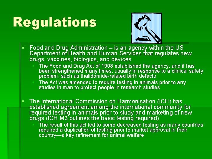 Regulations § Food and Drug Administration – is an agency within the US Department