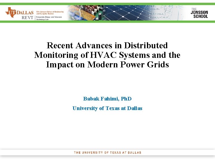 Energy and Vehicular REVT | Renewable Technology Lab Recent Advances in Distributed Monitoring of