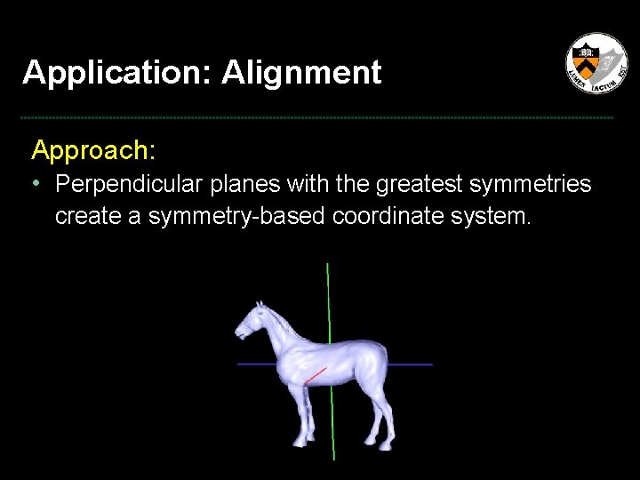 Application: Alignment Approach: • Perpendicular planes with the greatest symmetries create a symmetry-based coordinate