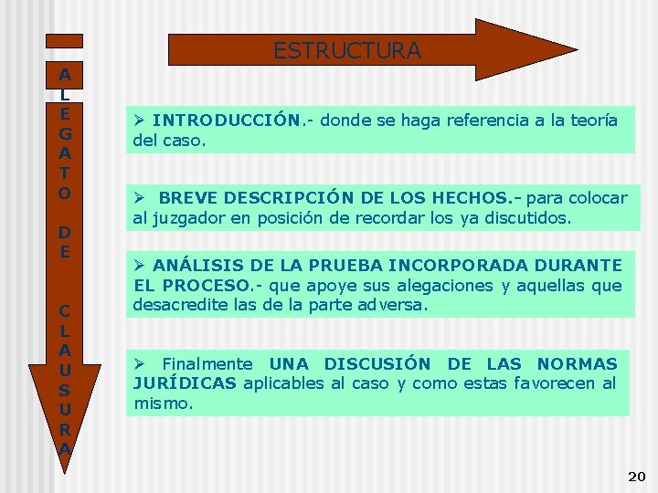 ESTRUCTURA A L E G A T O D E C L A U