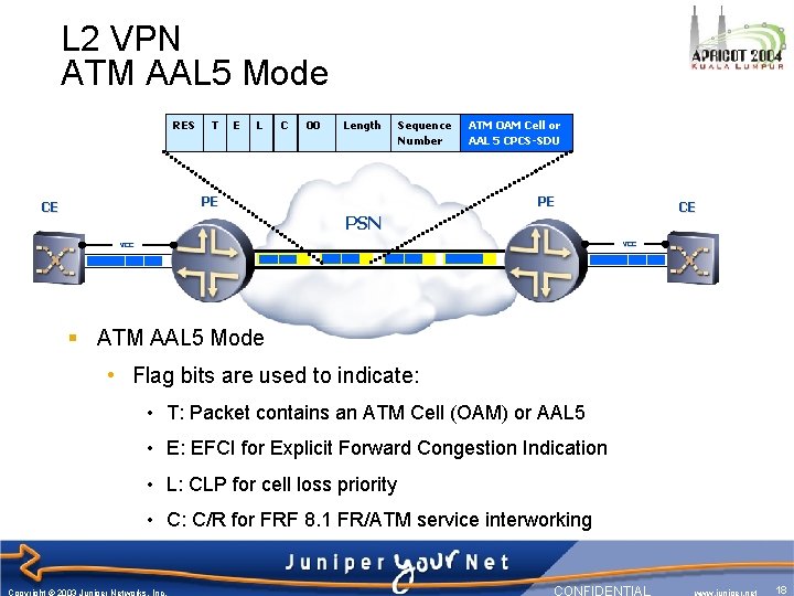 L 2 VPN ATM AAL 5 Mode RES T E L C 00 Length