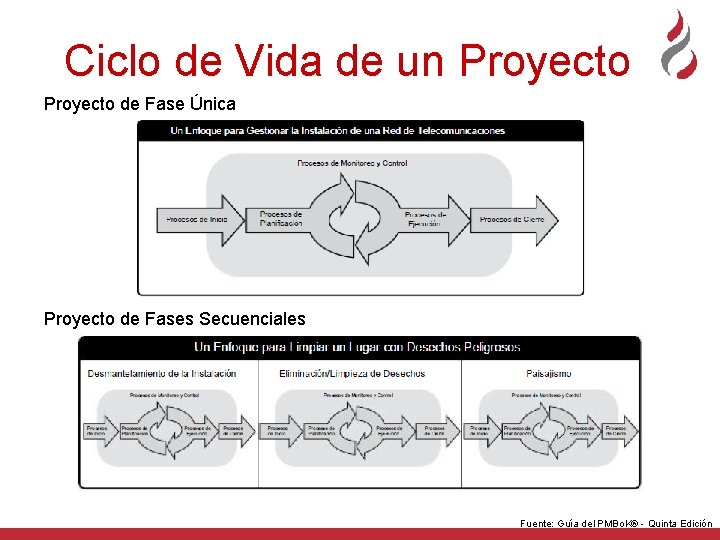 Ciclo de Vida de un Proyecto de Fase Única Proyecto de Fases Secuenciales Fuente: