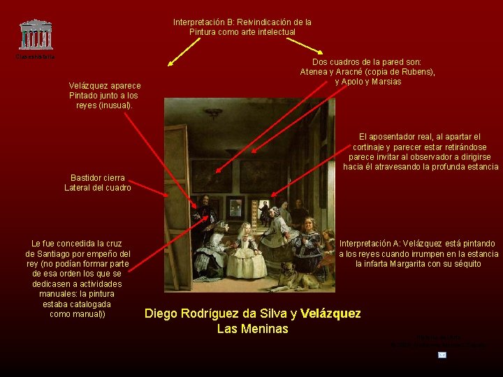 Interpretación B: Reivindicación de la Pintura como arte intelectual Claseshistoria Velázquez aparece Pintado junto