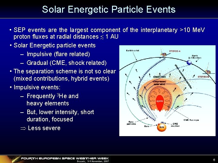 Solar Energetic Particle Events • SEP events are the largest component of the interplanetary