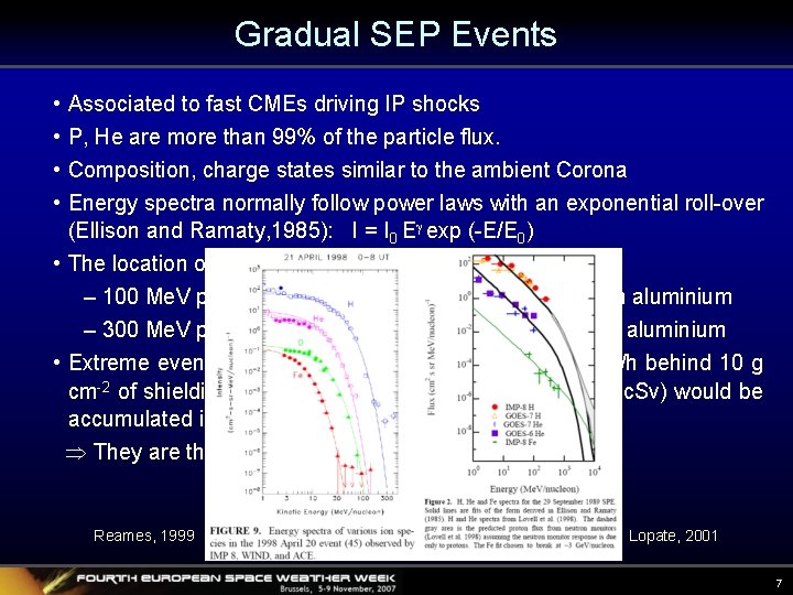Gradual SEP Events • • Associated to fast CMEs driving IP shocks P, He