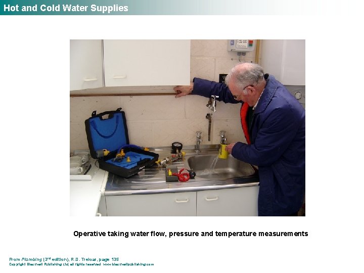Hot and Cold Water Supplies Operative taking water flow, pressure and temperature measurements From