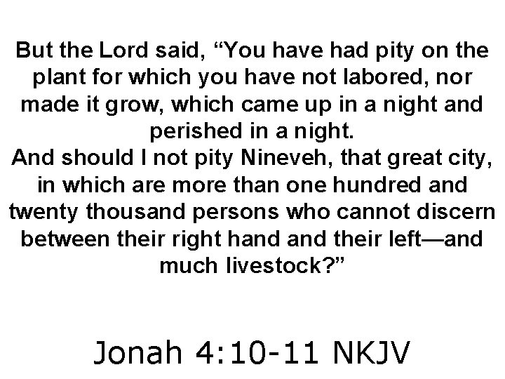 But the Lord said, “You have had pity on the plant for which you