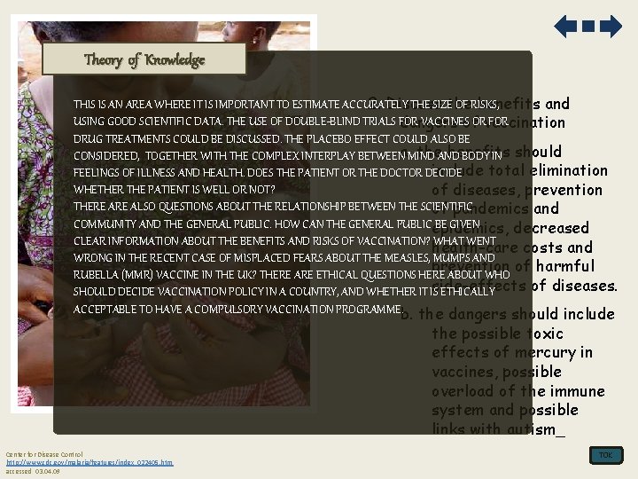 Theory of Knowledge THIS IS AN AREA WHERE IT IS IMPORTANT TO ESTIMATE ACCURATELY