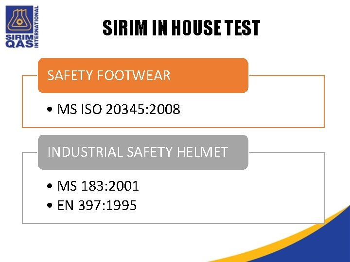 SIRIM IN HOUSE TEST SAFETY FOOTWEAR • MS ISO 20345: 2008 INDUSTRIAL SAFETY HELMET