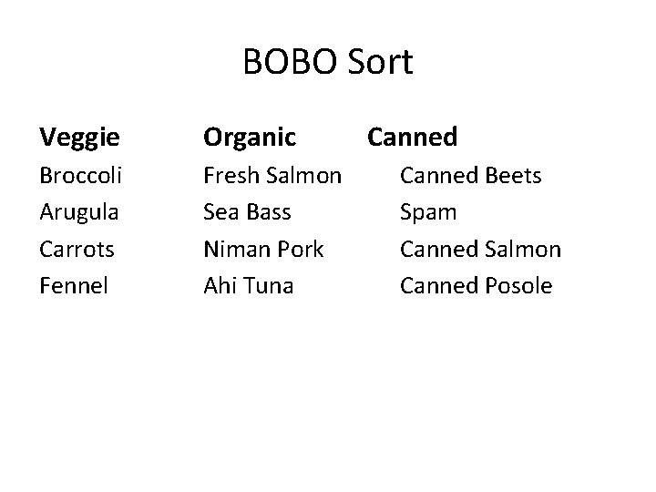BOBO Sort Veggie Organic Broccoli Arugula Carrots Fennel Fresh Salmon Sea Bass Niman Pork