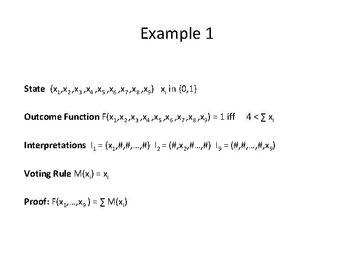 Example 1 State (x 1, x 2 , x 3 , x 4 ,