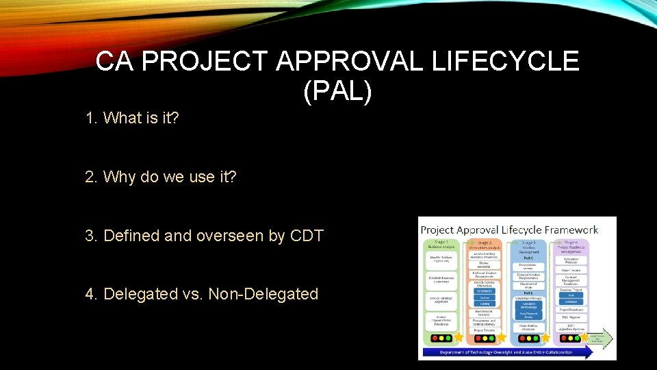 CA PROJECT APPROVAL LIFECYCLE (PAL) 1. What is it? 2. Why do we use