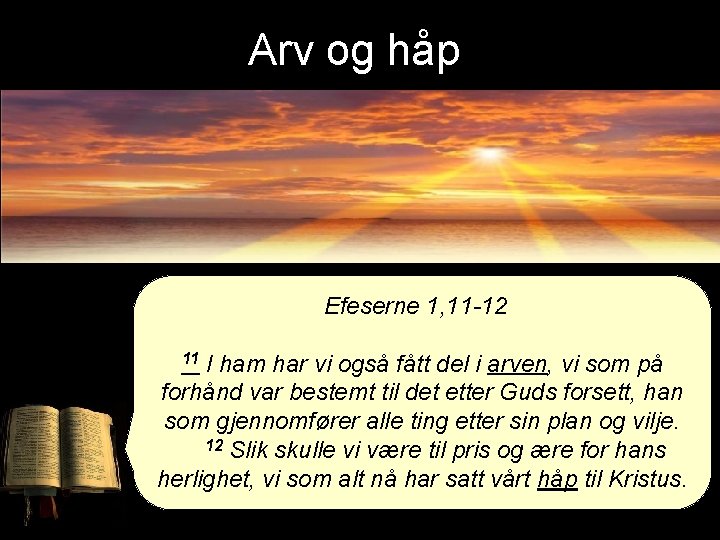 Arv og håp Efeserne 1, 11 -12 11 I ham har vi også fått