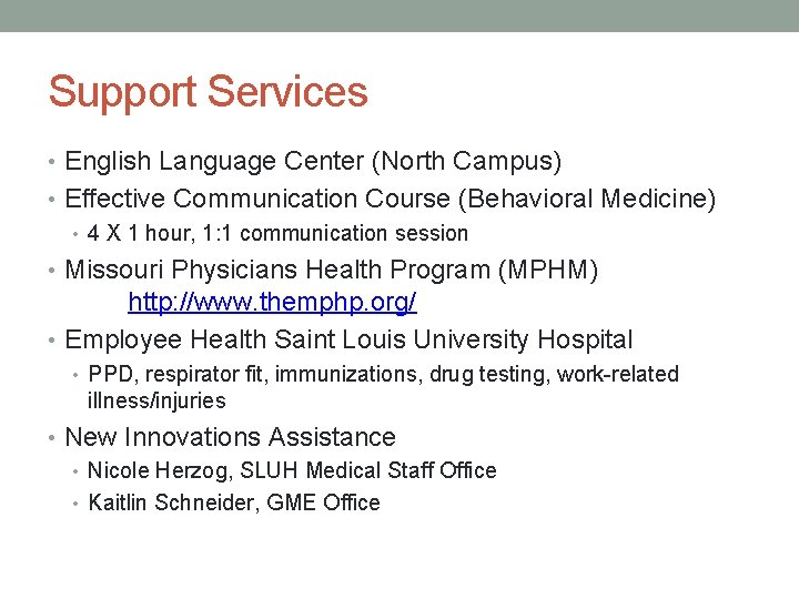 Support Services • English Language Center (North Campus) • Effective Communication Course (Behavioral Medicine)