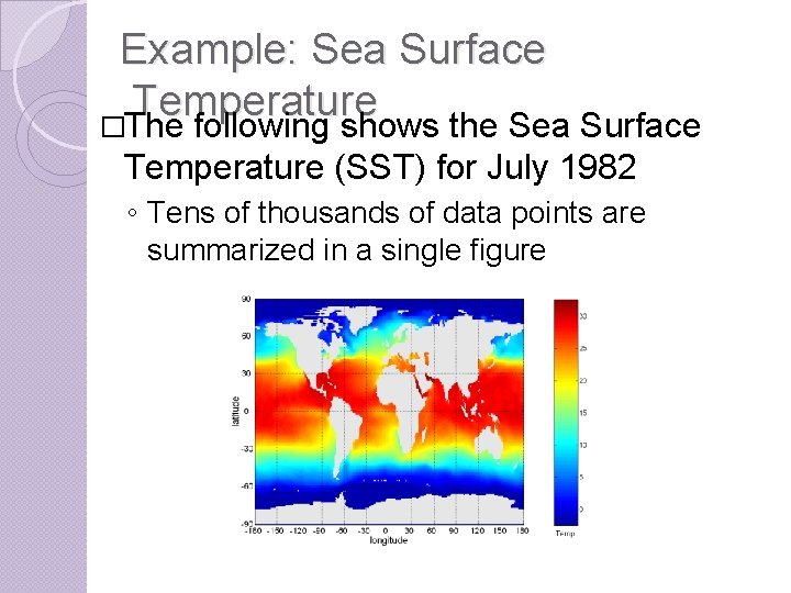 Example: Sea Surface Temperature �The following shows the Sea Surface Temperature (SST) for July